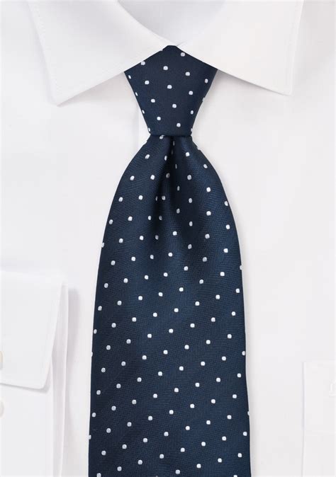 Polka Dots Tie Navy Blue Silk 